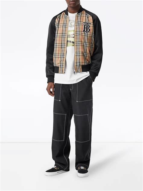 burberry monogram motif vintage check nylon bomber jacket|Nylon Bomber Jacket in Black .